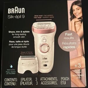 Braun Silk-épil 9 Epilator - White and Pink